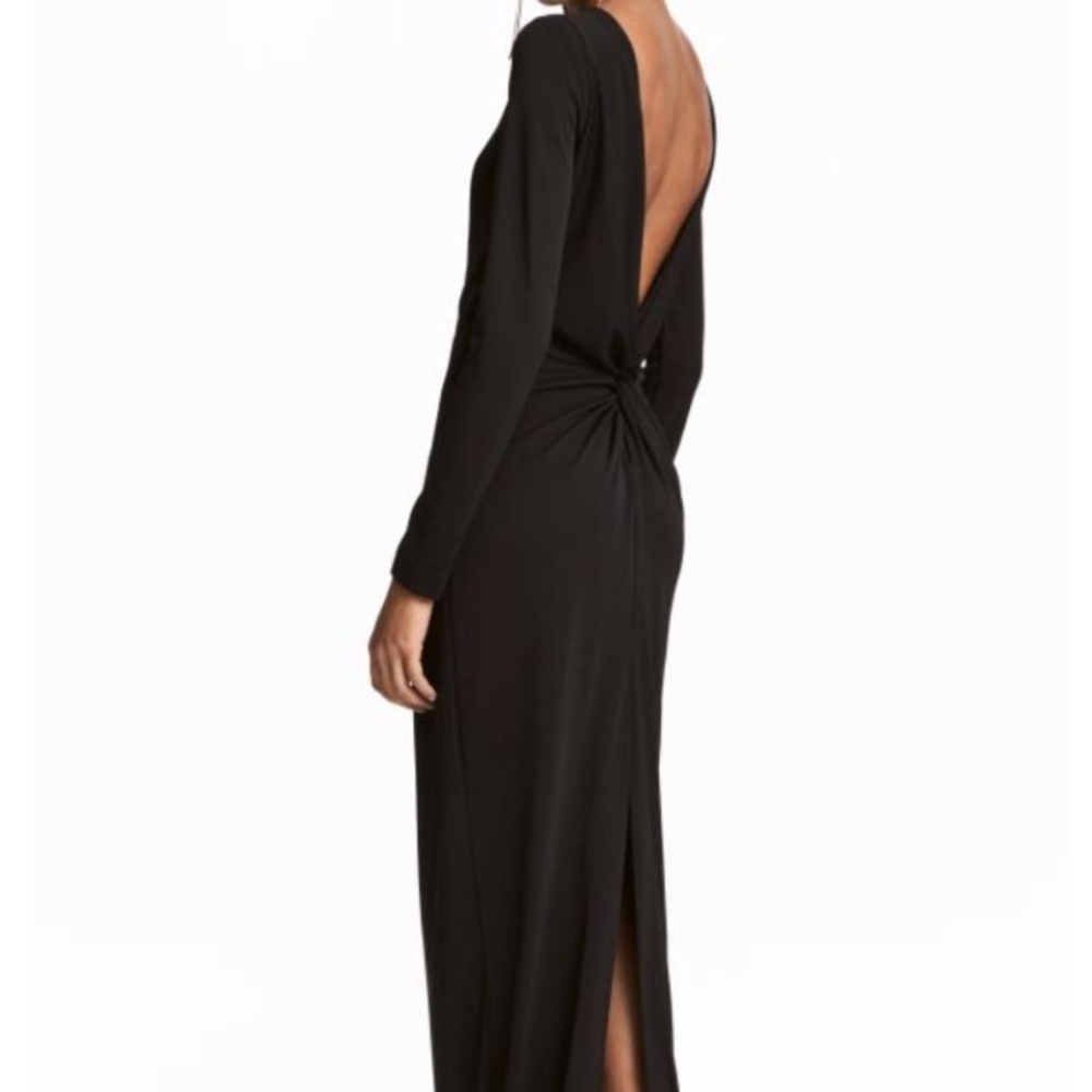H&M formal black long sleeve open back dress